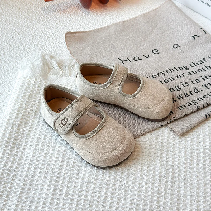 Fashionable Retro Children's Shoes Girls Casual Shoes Student Puff Shoes Kids Pearl Leather Velcro Versatile Comfortable baby