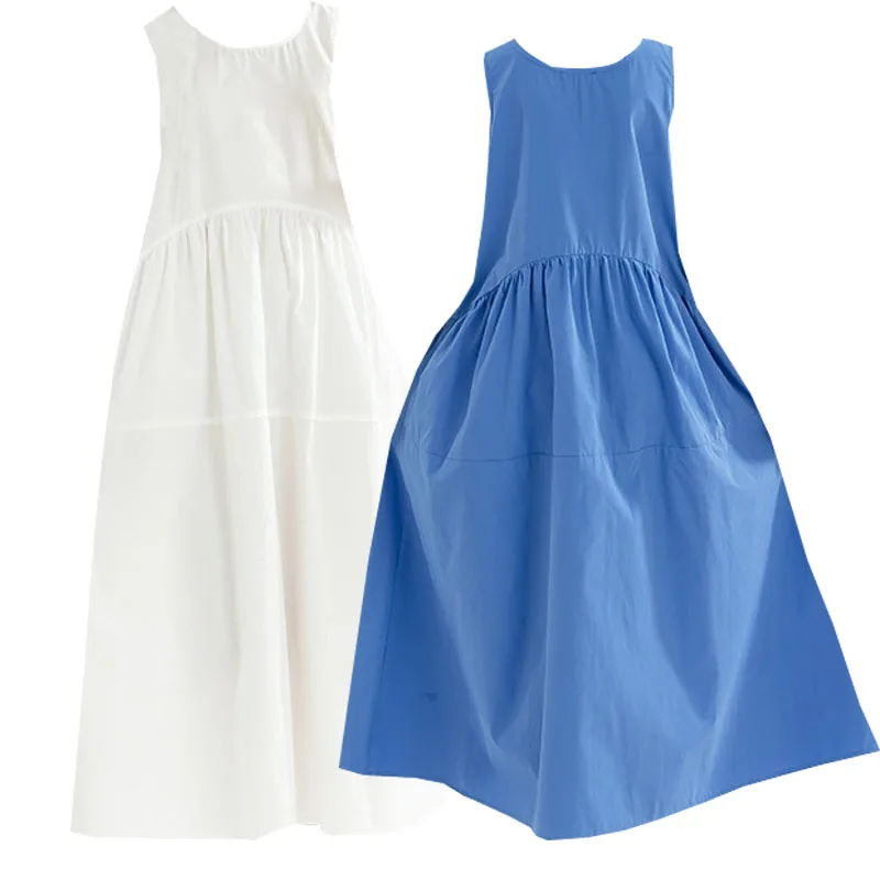 

White Blue Girl Dresses Size 10-12 Kids Clothes Summer Tween Girls Dresses With Pockets 7 8 9 11 13 14 15 18 19 20 25 30 Years