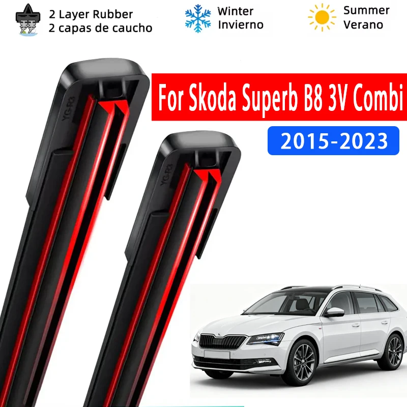 

Для Skoda Superb B8 3V Combi 2015-2023 1 комплект, щетки стеклоочистителя переднего стекла, дворники 2016 2017 2018, аксессуары