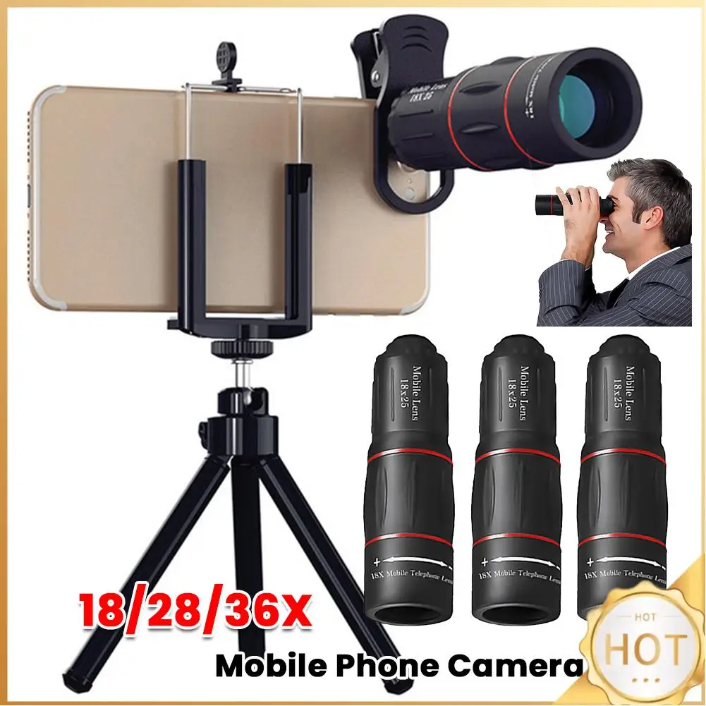 

18/28/36X Monocular Telescope Universal Zoom Phone Camera Telephoto Lens Optical Telescope Lens for Camping Hunting Sports