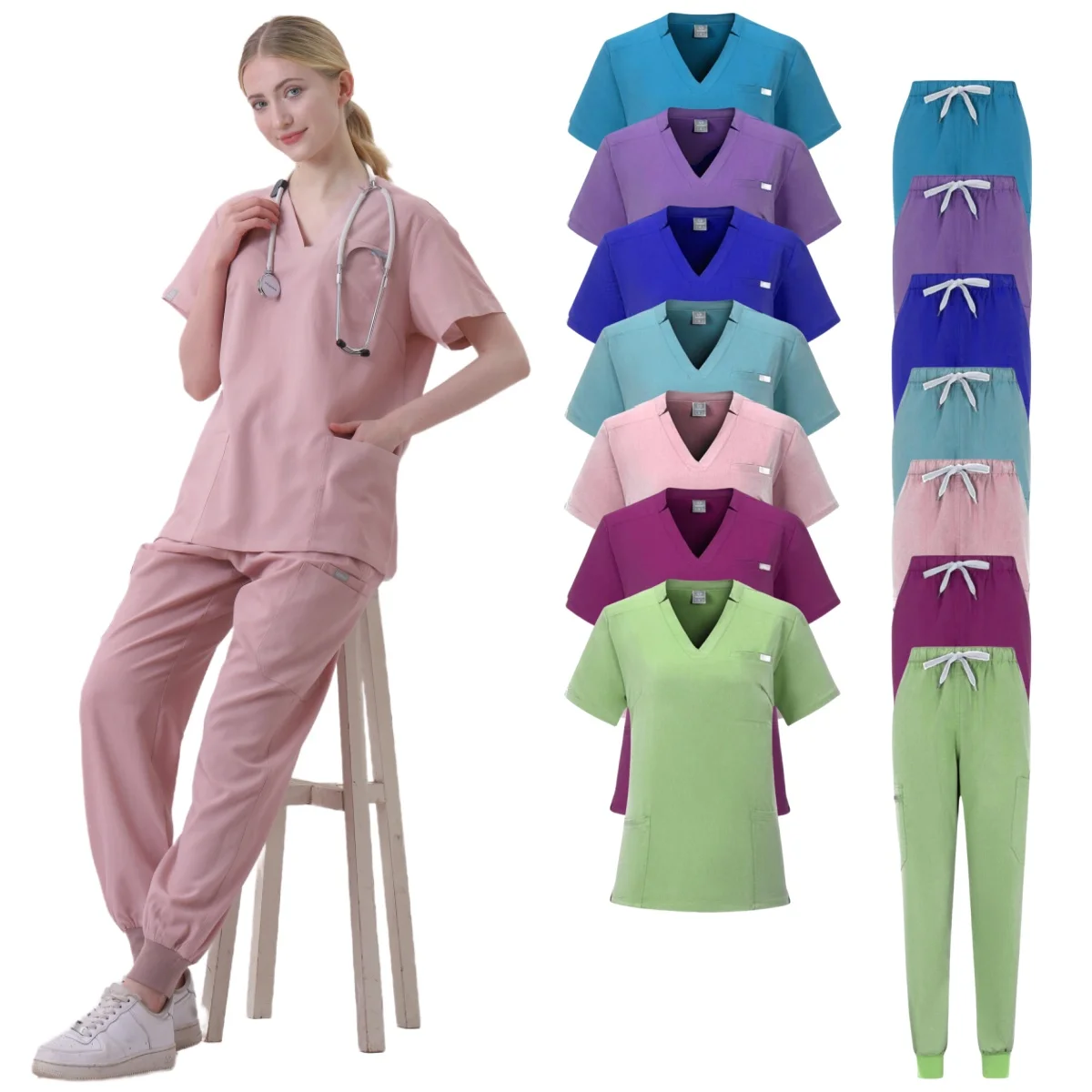 Sala de cirurgia Uniforme Médico Scrubs, Suprimentos De Enfermeira, Terno De Cirurgia Dentária, Vestuário De Trabalho, Conjunto De Scrubs De Trabalho Hospitalar, Atacado