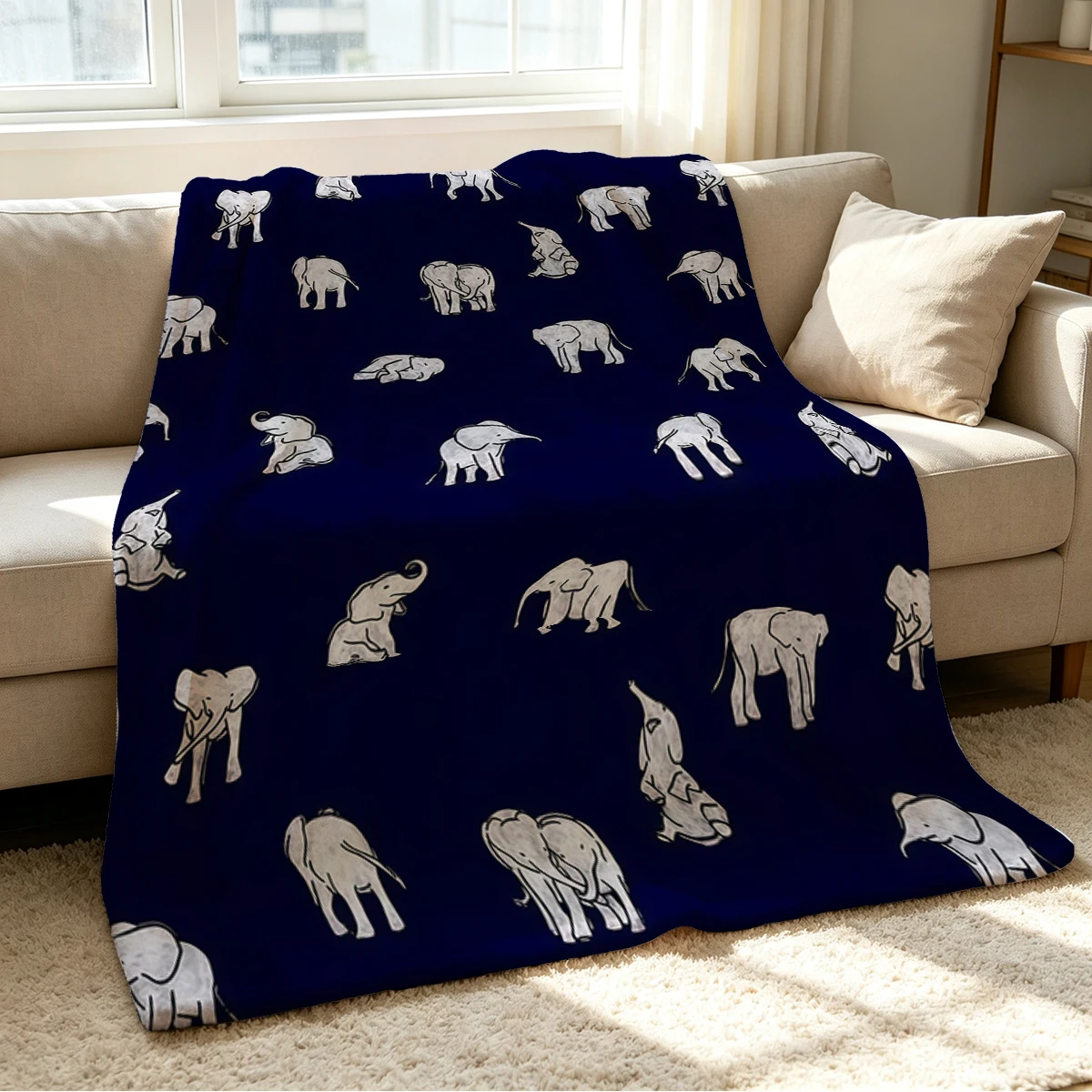 Elephant Herd Blanket Soft Cozy Throw for Sofa Bed Festive Holiday Decor Gift for Kids and Adults,Lightweight and Warm
