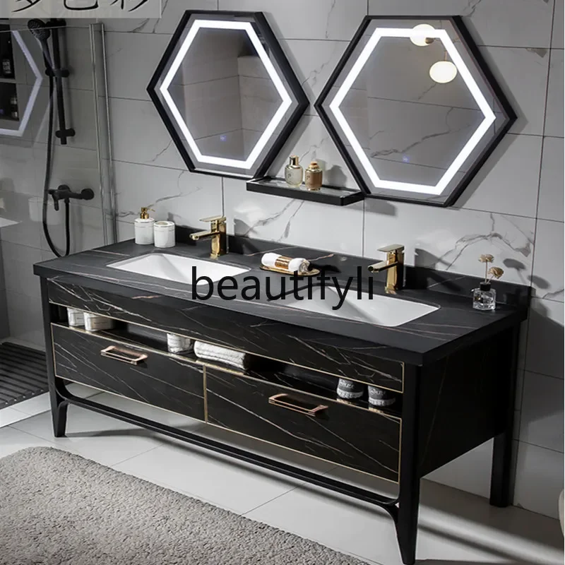 

Slate bathroom cabinet combination washbasin toilet washbasin cabinet intelligent double basin floor