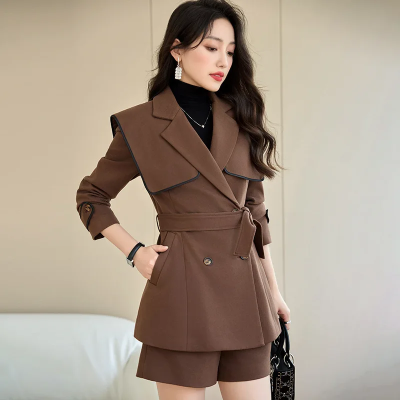 بدلة نسائية Jacket2024New خريف وشتاء عصري أنيق للتخسيس طقم بدلة راقية للعمل والتنقل