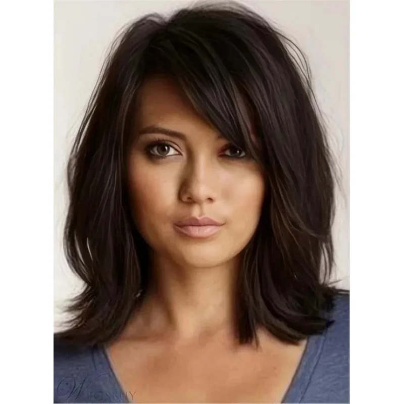 New Fashion Women's Hairstyle Dark Brown Straight Wigs 14 Inch