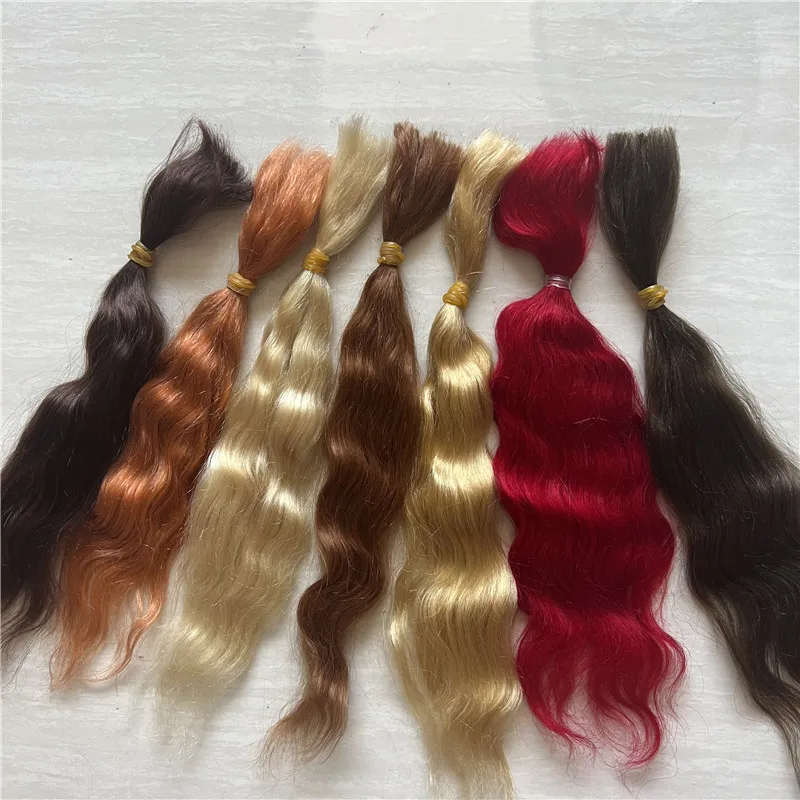 10 novas cores bonecas reborn puro mohair raizado à mão vermelho preto marrom dourado café rosa boneca mohair para bonecas bjd diy