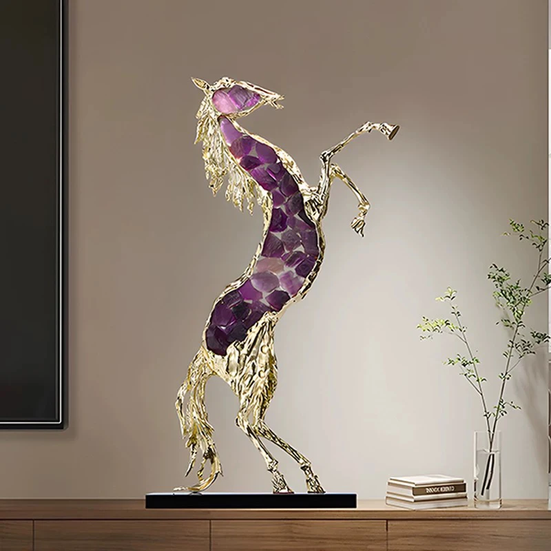 Luxury Artworks Decor,Horse Sculpture Ornaments,Crystal Horse Model Statue,High End Crafts Living Room Decoration,Nordic Gifts