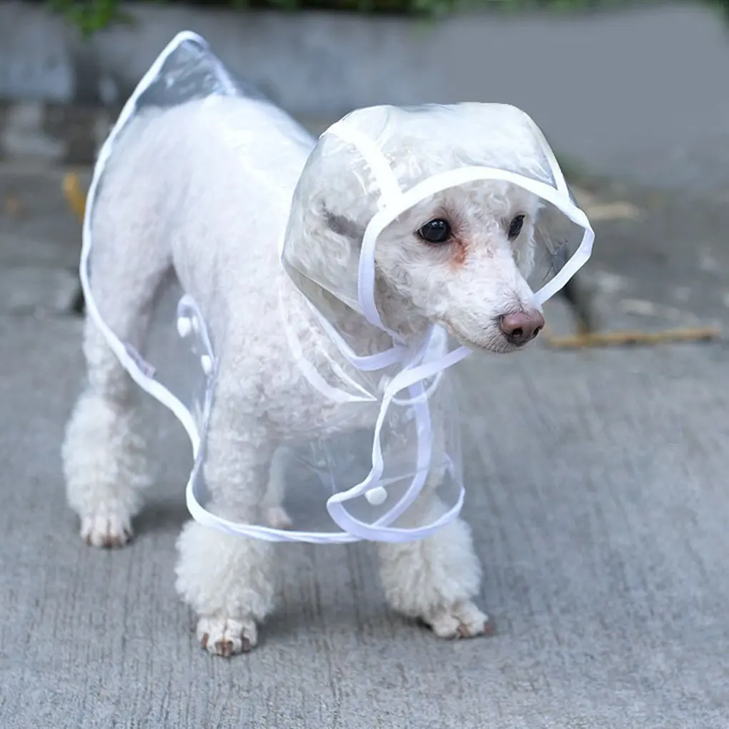 Pet Dog Puppy Transparent Rainwear Raincoat Pet Hooded Waterproof Jacket Clothes Soft PVC Raincoat Suitable For Small Dogs