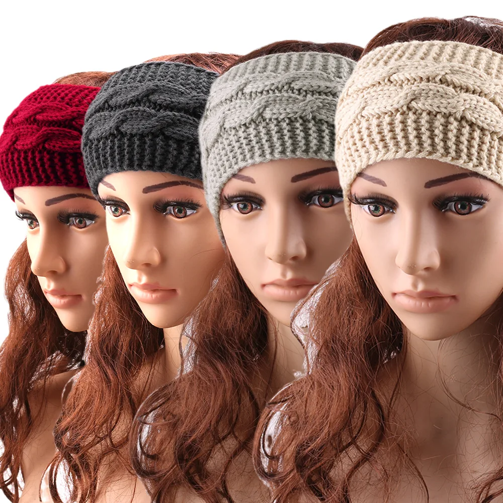 

Autumn and winter knitted elastic keepwarm ear protection headband