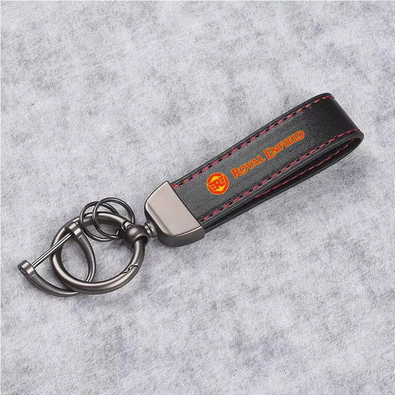 High-Grade Leather PU Motorcycle Keychain Holder Keyring for Royal Enfield Bullet Meteor Classic500 Interceptor 650 Custom LOGO