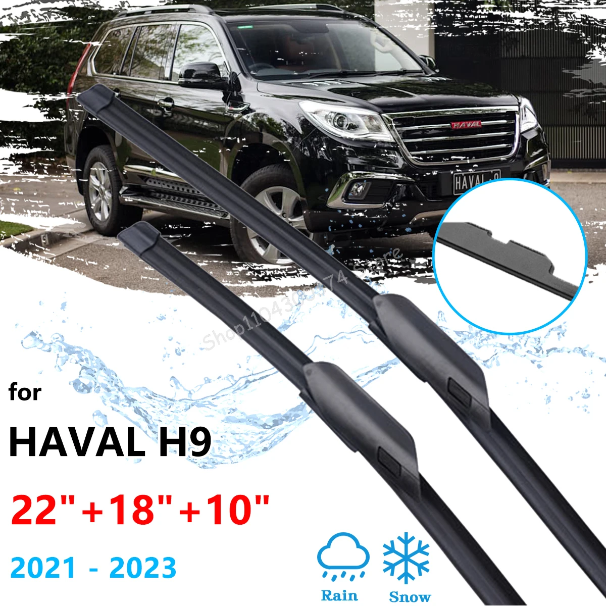 

For Haval H9 2021 2022 2023 Front Rear Wiper Blades Cutter Rubber Brushes Cleaning Window Windshield Windscreen Auto Accessories