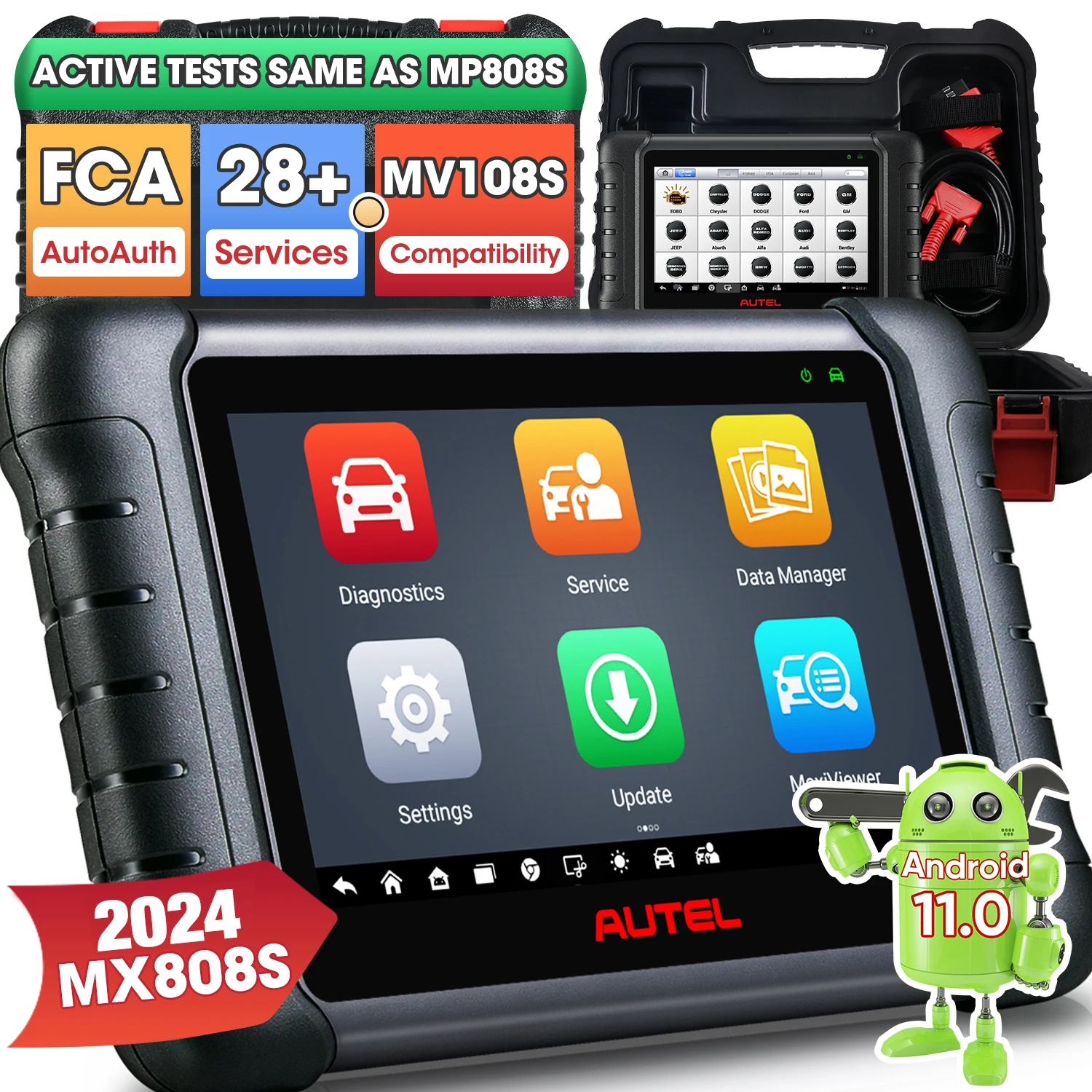 Autel maxi check mx808s obd2 scanner bidirektion ales steuerungs scan tool, 28 dienste, alle system