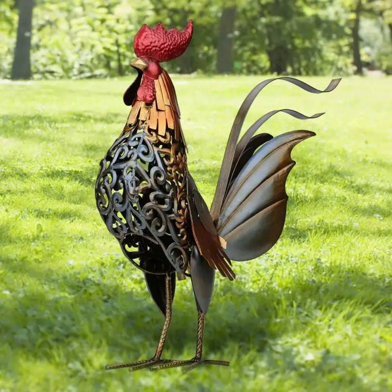 

Metal sculpture Carved iron rooster Home furnishing articles Artwork