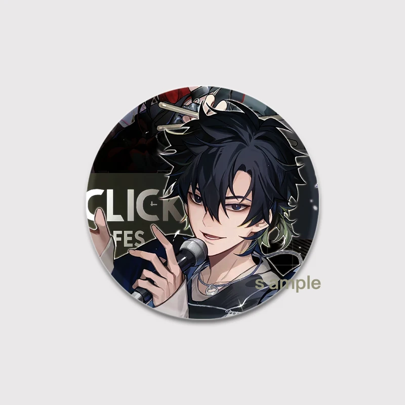 Link Click Anime Character Round Pin Cartoon Badge Snap-in Button Pins Brooches for Clothes Decoration Jewelry Accessories Gifts