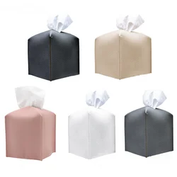 PU Leather Cube Tissue Box Holder Tissue Container Desktop Napkin Holder Decorative for Bathroom Vanity Countertop Night Stands