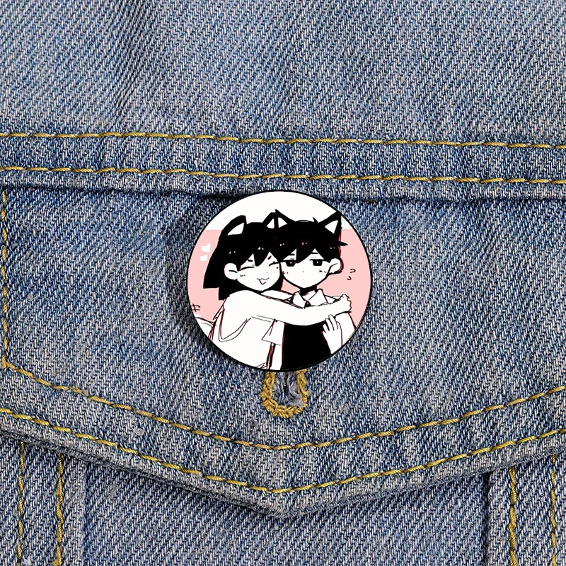 Omori Kel and Hector Printed Pin Custom cute Brooches Shirt Lapel teacher tote Bag backpacks Badge Cartoon gift brooches pins