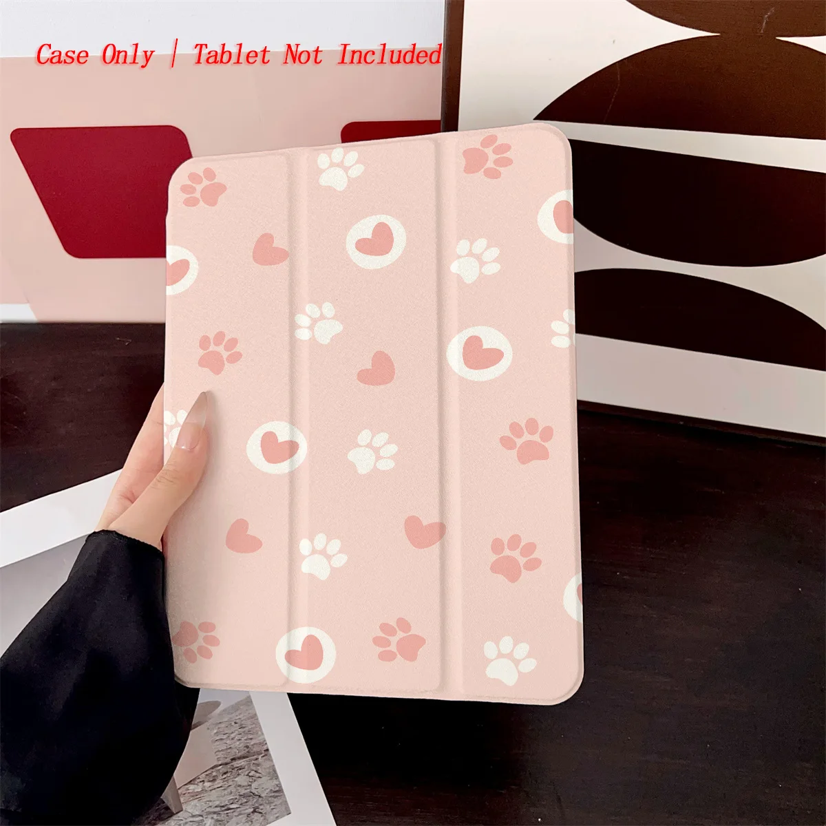 

Playful Love Hearts & Cute Paw Pads Art Print iPad Cover For Apple iPad 9th/10th Gen Air 3 Pro 12.9 Mini 6 Shockproof Case