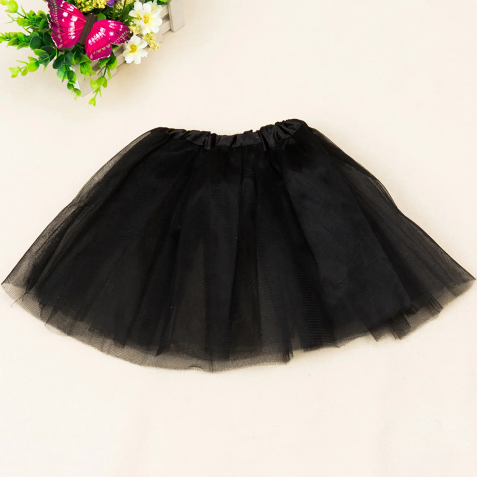 

Fashion Holiday Party Tutu Skirt Women Solid Color Mesh Birthday Cake Skirts Elastic Low Waist Pleated Puffy Skirt Girls