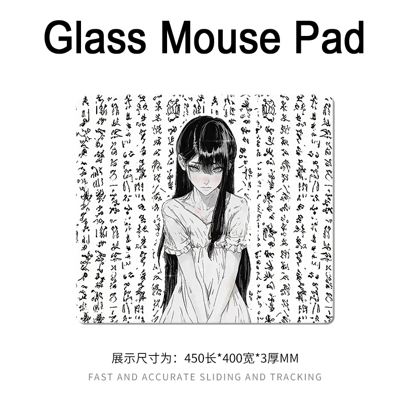 古代風アニメ少女漫画風キュートな太陽光発電ガラスゲーミングマウスパッドXXL硬質強化表面FPS eスポーツ＆PCゲーム用