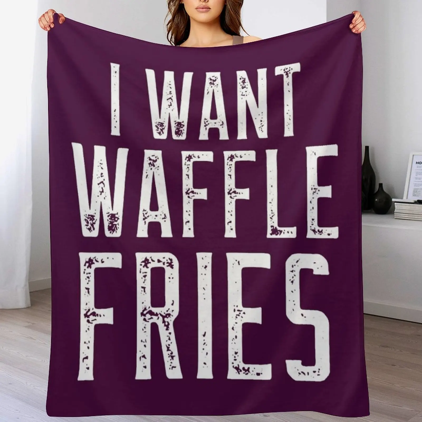 

I Want Waffle Fries Throw Blanket Flannel bed plaid Blankets