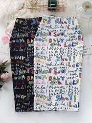 Jupe crayon à taille haute pour femmes, imprimée de lettres, graphique, été automne, tube fendu, commissionnée, GD503