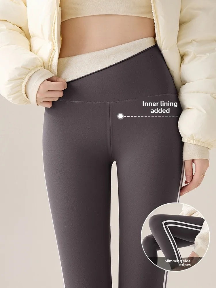 

High-Waist Yoga Pants Women's Casual High-Elastici Tight Leggings Optimize Curves Side Stripe Long Pants for Autumn Wear