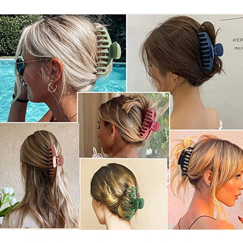 2022 coreano sólido grandes garras de cabelo moda headwear para mulheres bun cabelo garra simples oval oco feminino rabo de cavalo acessórios para o cabelo