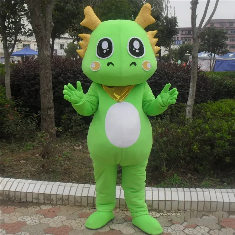 Christmas Cute Green Dragon Mascot Costume For Sale Adult Size Party Costumes Carnival Halloween Fancy Dress Costumes