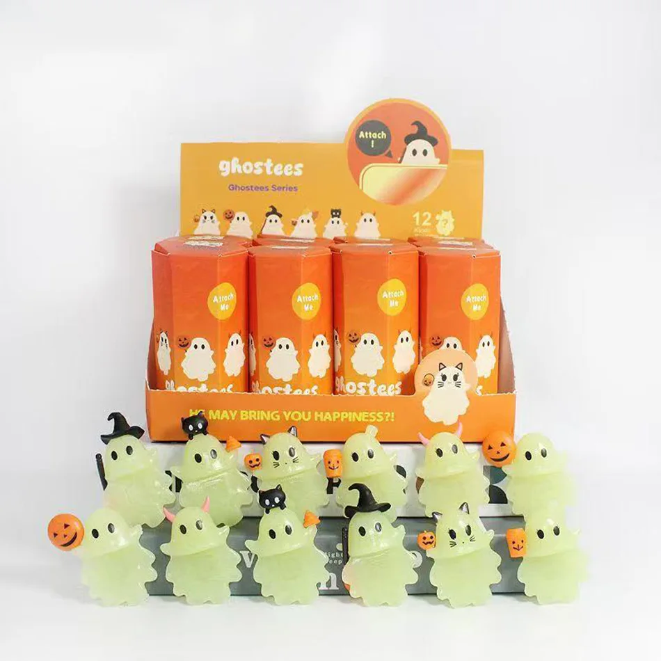 

Ghostees Halloween Mini Phone Charm - Cute Ghost Box Desktop Figurine Surprise Mystery Buddy Fun Model Gift for Desktop