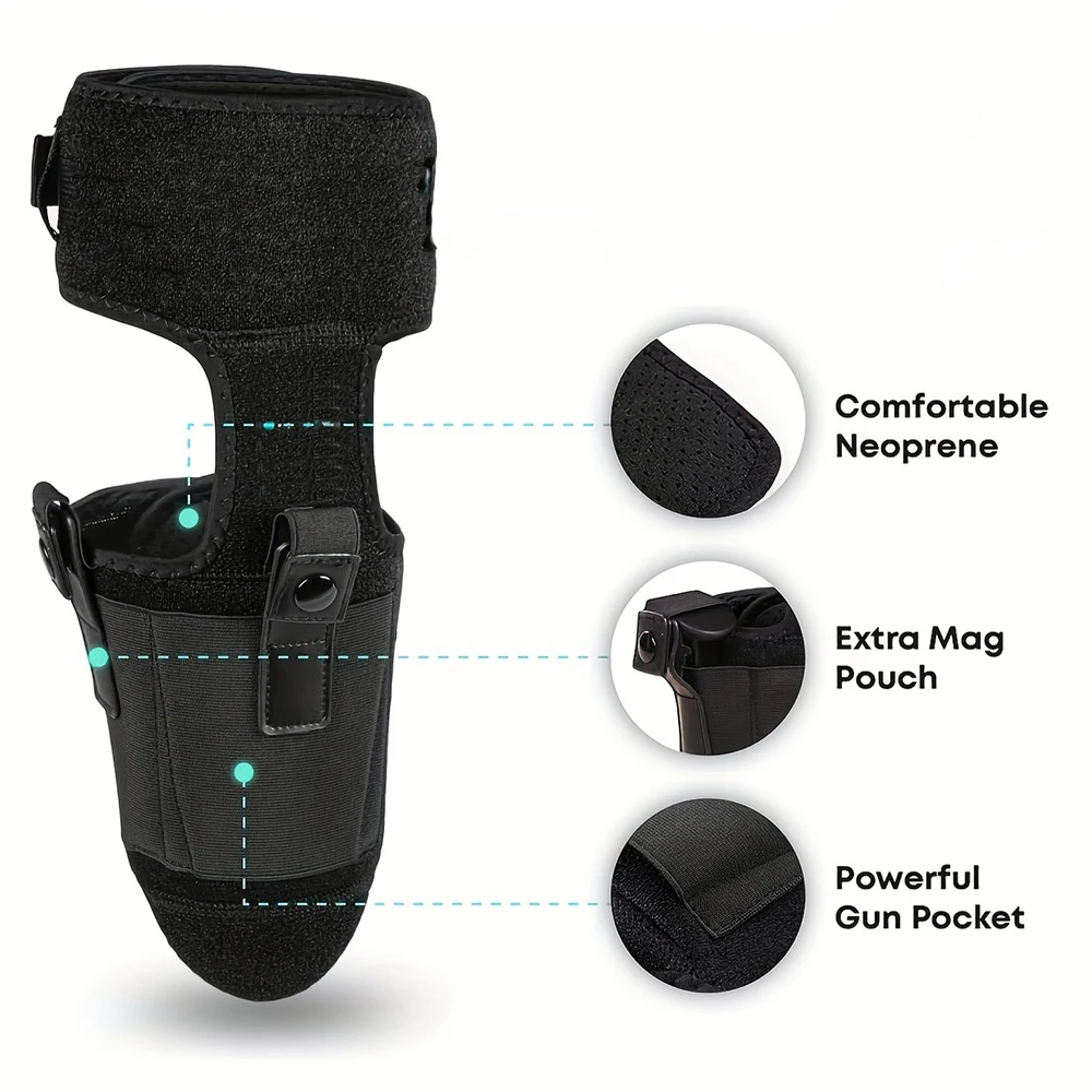 Tactical Adjust Left Right Concealed Leg Pistol Holster with Mag Holder Pouch for Hunting Full Mid Compact Subcompact Handgun