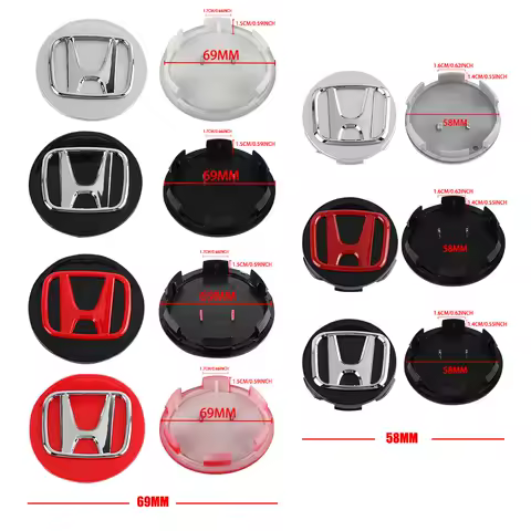 56/58/60/59mm for Honda Type R Type S VTEC DOHC Modulo Vezel Legend Si RR Insight Car Wheel Center Hub Caps Auto Accessories