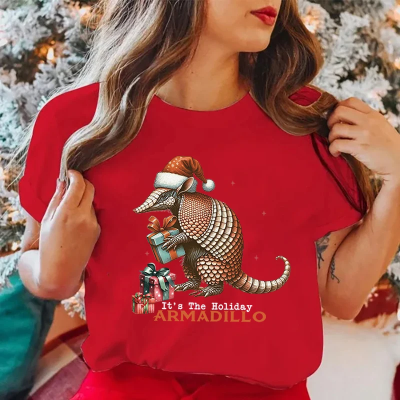 Fashion New Christmas Pangolin It'S The Holiday Armadillo T-Shirt Men And Women Cartoon T-Shirt Harajuku Streetwear T-Shirt