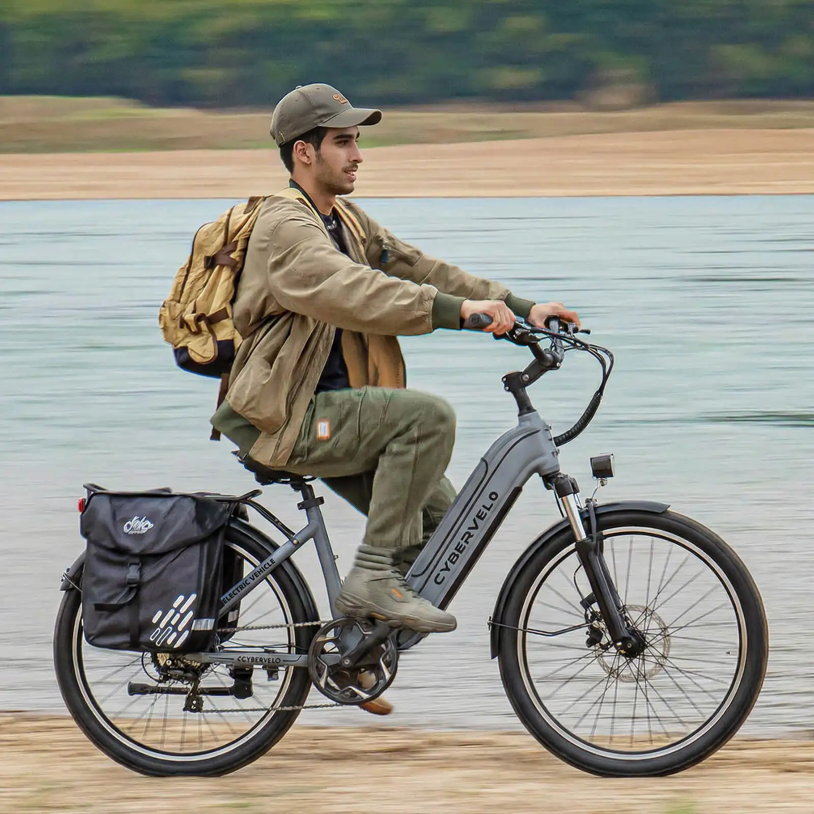 

26" Adult Step-Thru E-Bike, 48V 25Ah Built-in Removable Battery with 7-Speed, Electric Bicycles for City Commute n Campagin EK7