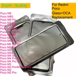 10Pcs For Xiaomi Poco M8 Pro M8S M7 Plus M6 M5 M5S M4 M3 M2 4G 5G Touch Screen Panel Front Outer Glass Lens With OCA Replacement