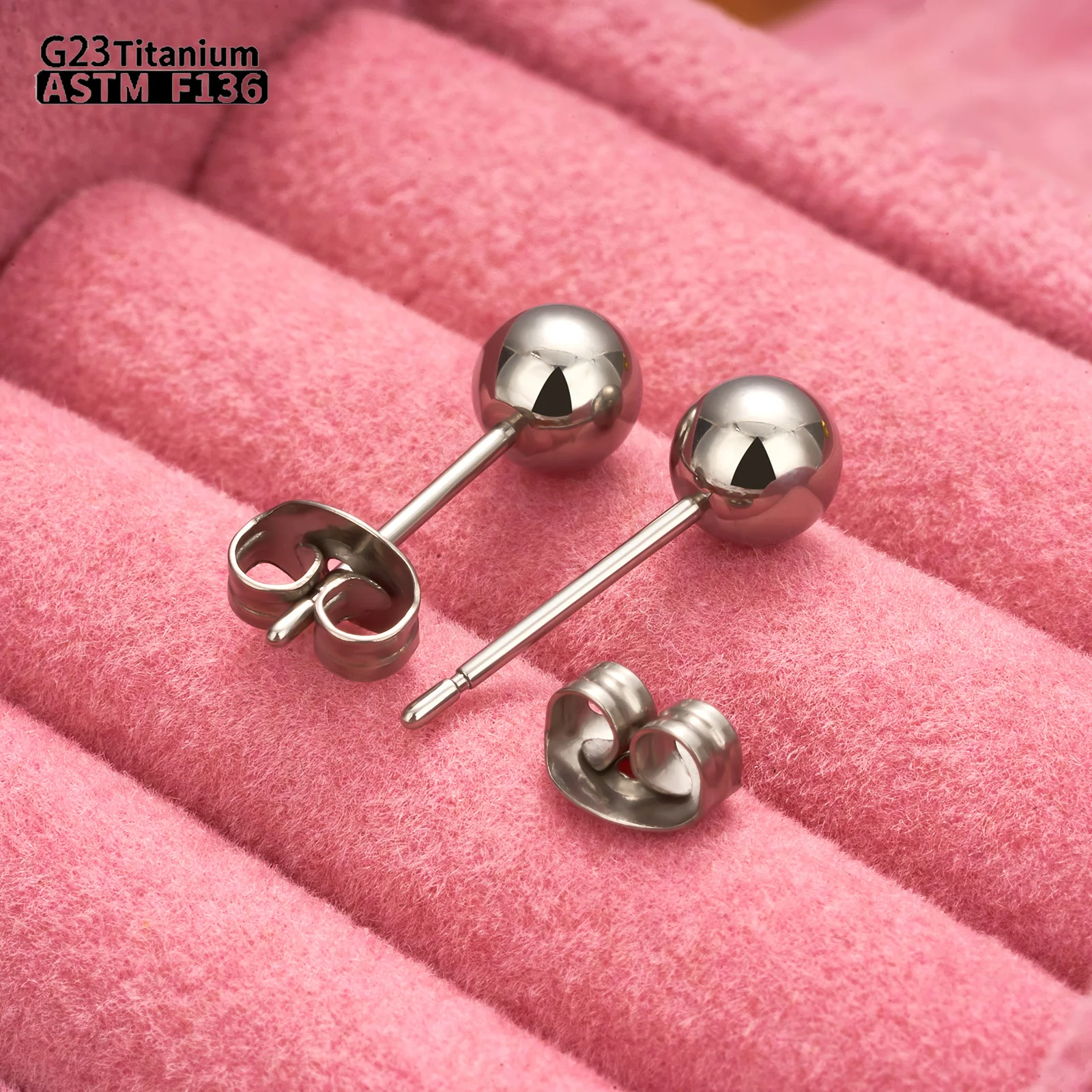 G23 Titanium Piercing Earrings Push Pin Piercing Ear Earrings ASTM F136 round Ball Body Jewelry Unisex Women Men