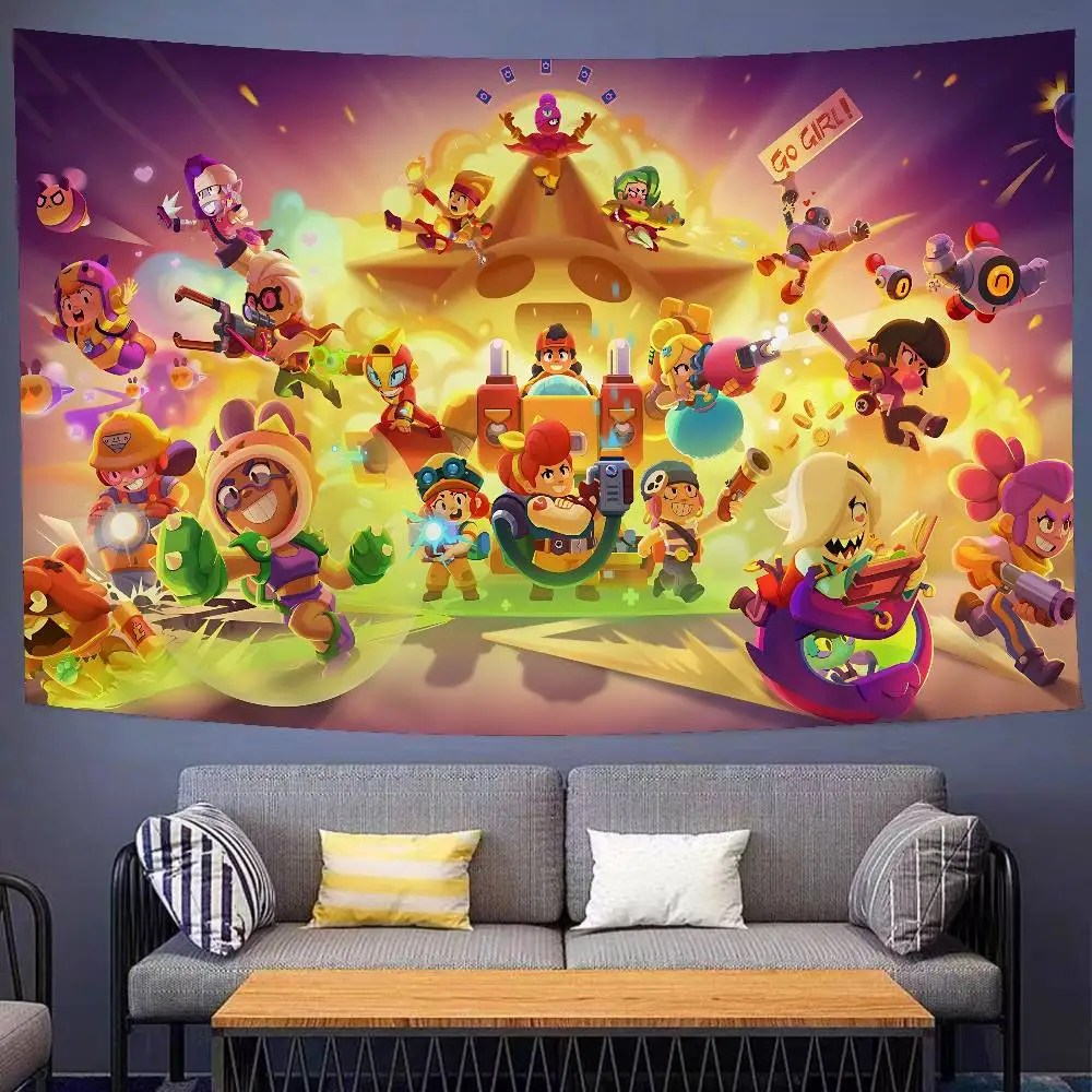 Cute B-rawl Game S-Stars Hanging Bohemian Tapestry Bohemian Wall Tapestries Mandala Kawaii Room Decor