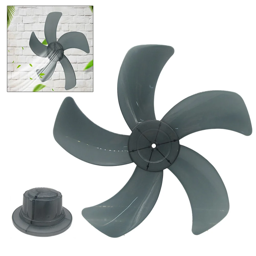 

16 Inch Household Plastic Fan Blade Five Leaves With Nut Cover For Pedestal Transparent Table Stand Fanner General Accessories