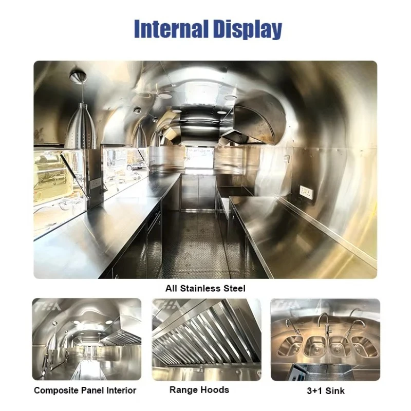Estación de bar móvil, remolque de comida para helados a la venta, remolque de comida de concesión totalmente equipado