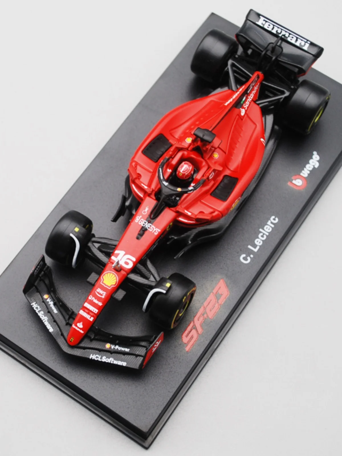 フェラーリ-sf23-43-ブラゴ-ダイキャストモデルカー-シミュレーション-f-合金レーシングカー-コレクタブル-プレミアムエディション-ルクレール-6-2023