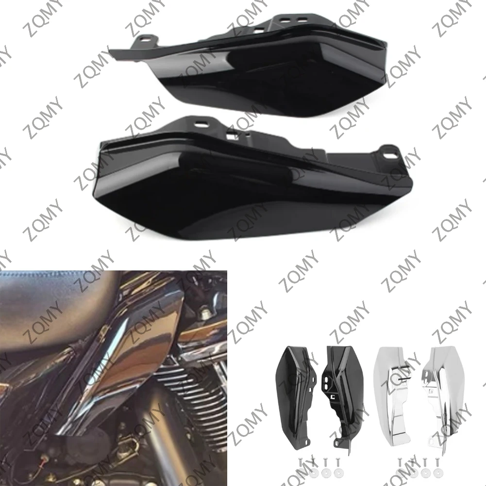 2x Motorbike Chrome Heat Shield Mid-Frame Air Deflector Trim w/ Bolts For Harley Road Glide Ultra FLTR FLTRX 2017 2018 2019 2020