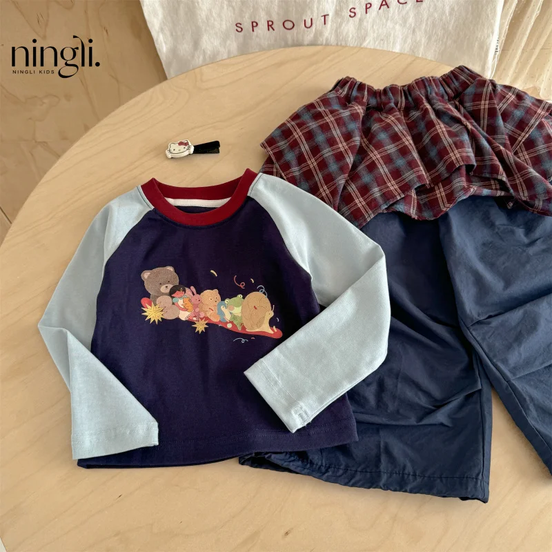

Children's Clothing25Autumn New Fashionable Color Block Slim Fit for Girls and ToddlersTShirt Butt Curtain Casual Cargo Pants