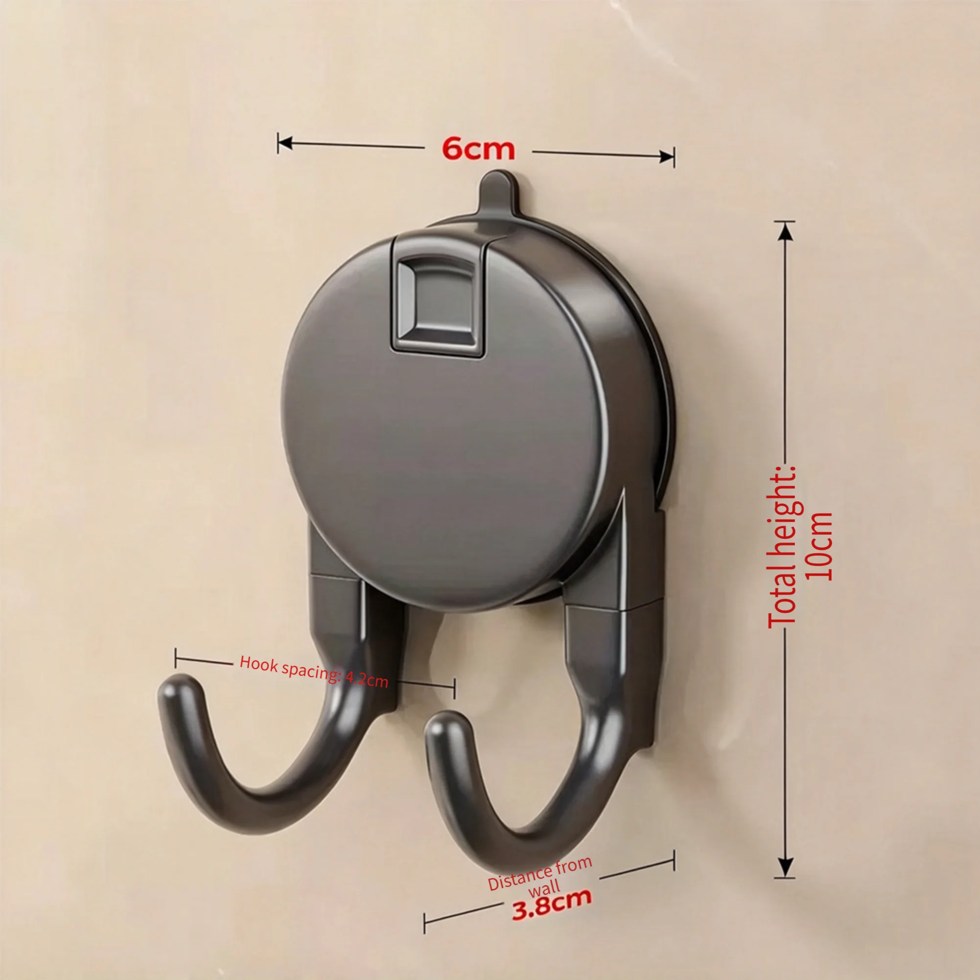 Suction Cup Double Hook for Towel Hanging in For Shower - Rust Resistant ABS Hook for Smooth Non Porous Surfaces