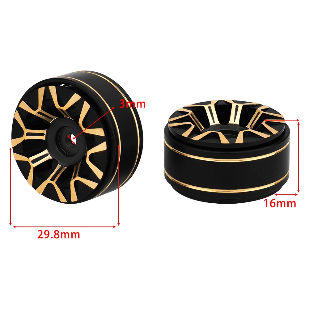 Black 1/4pcs 1.0 Inch SCX24 Brass and Metal Wheels for 1/24 Axial SCX24 90081 C10 AX24 1/18 TRX4m RC Crawler Car Upgrade Parts