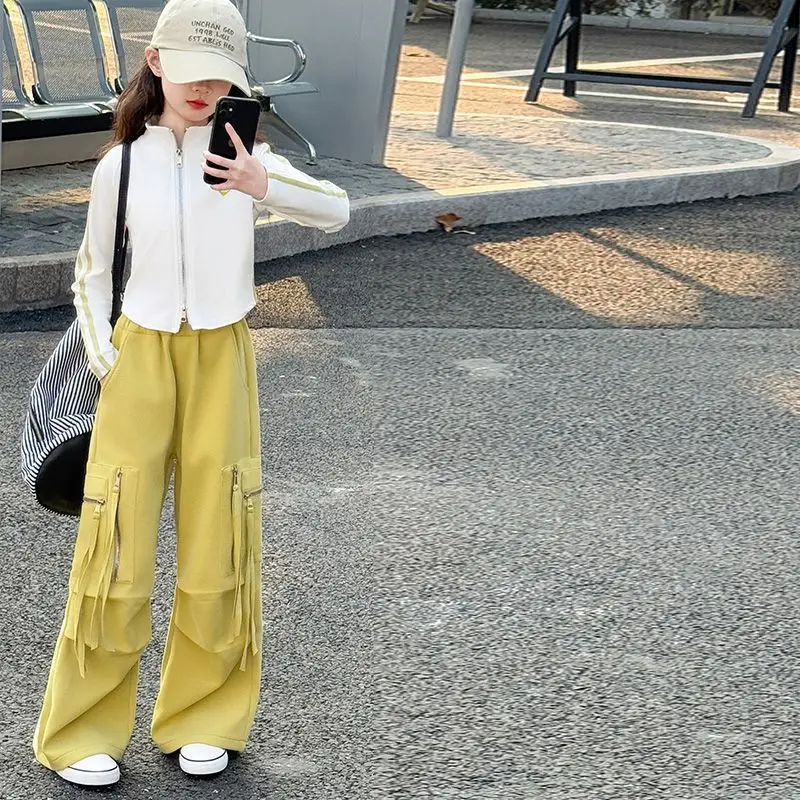 مجموعة ملابس أطفال بناتي لخريف وشتاء 2025 سترة علوية قصيرة على شكل قلب + سراويل رياضية 4 6 8 10 12 14 15 سنة #6