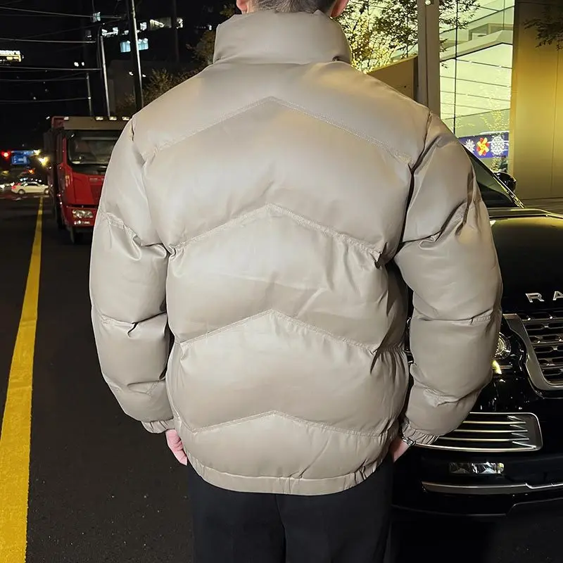 Winter Thick Cotton Padded Coat Streetwear Men Fashion Short Style Stand Collar Casual Men\'s White Duck Down Outdoor Warm Jacket