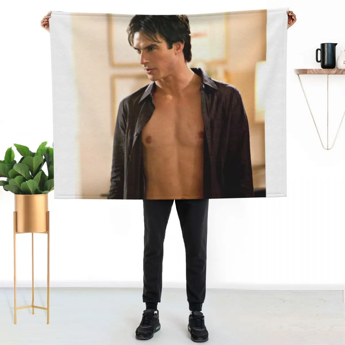 hot damon scene Throw Blanket anime Hairys Camping Beach Tourist Thermals For Travel Blankets