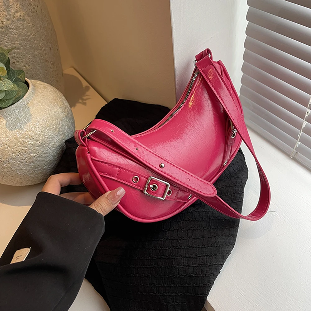 ผู้หญิง PU กระเป๋าใต้วงแขน Y2K กระเป๋าถือกระเป๋าถือขนาดใหญ่ความจุย้อนยุคกระเป๋าสีทึบสายรัดปรับระดับได้สำหรับเดินทางกลางแจ้ง