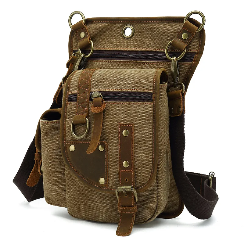 

New Outdoor Cycling Leg Bag Men's Canvas Fashion Casual Shoulder Crossbody Bag Korean Style Trendy Waist Bag