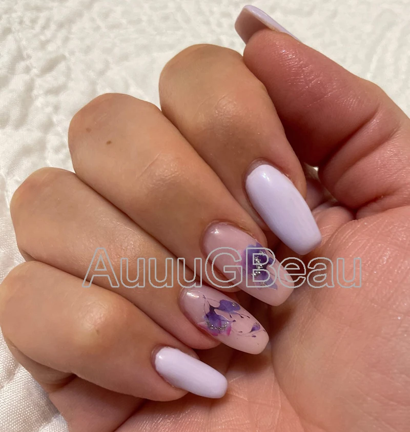 Nail Art Decals Glitters Green Purple Grey Florals Watercolor Flowers Back Glue Nail Stickers Decoration For Nail Tips Beauty