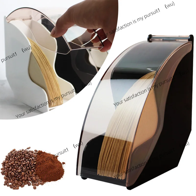 ZOCI-Hand Drip Coffee Filter Paper Holder Storage Rack with Acrylic Cover Dispenser Storage Barista Tools for Kitchen Utensils